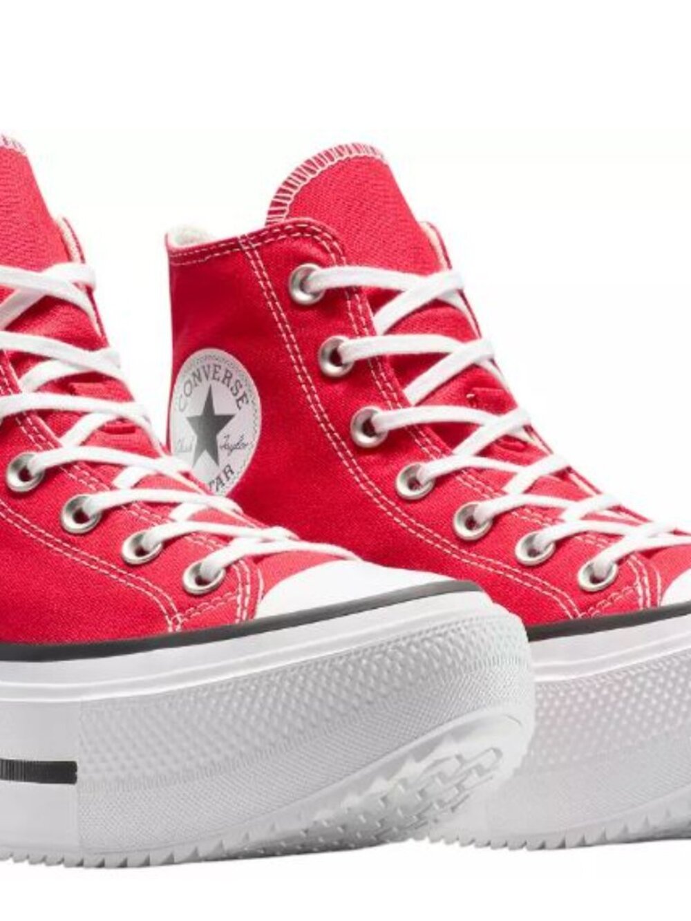 NEW Converse Women's Double Stack High Top Shoes Bright Red Size 9.5